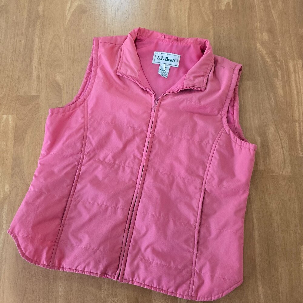 L.L. Bean Women's Insulated Zip Vest Pockets Stand Up Collar Pink‎ Coral Medium